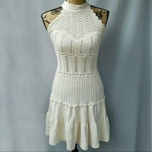 Moda International Ivory Crochet Halter Dress